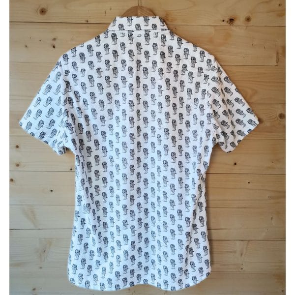 chemise manches courtes en coton imprimé tigres noirs sur fond blanc