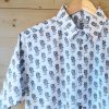 chemise manches courtes en coton imprimé tigres noirs sur fond blanc