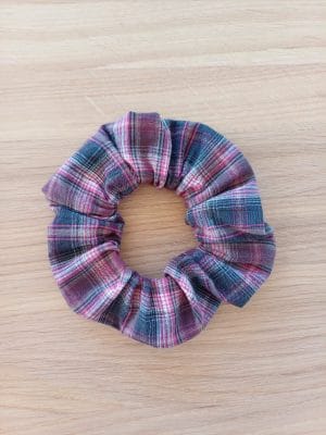 Chouchou-Scrunchie Tartan Rose