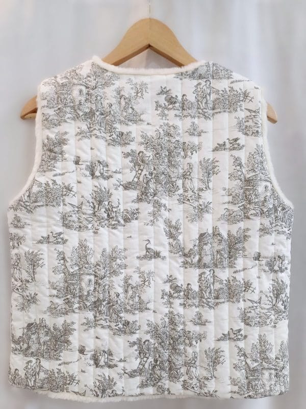 Gilet Matelassé en Toile de Jouy Gris -dos-
